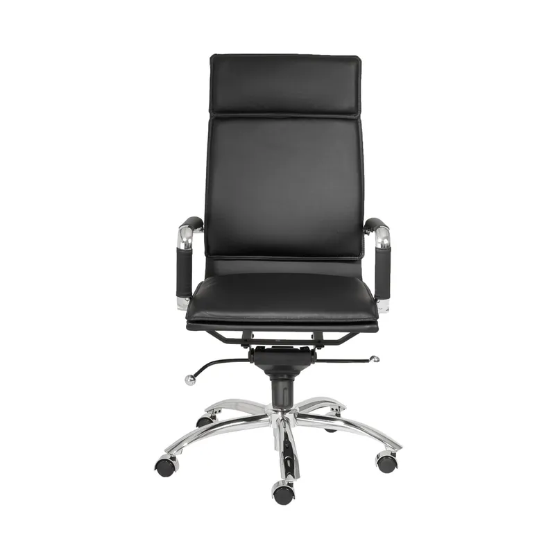 Fresh Stock High Back Office Chair in Black with Chromed Steel Base By Homeroots -