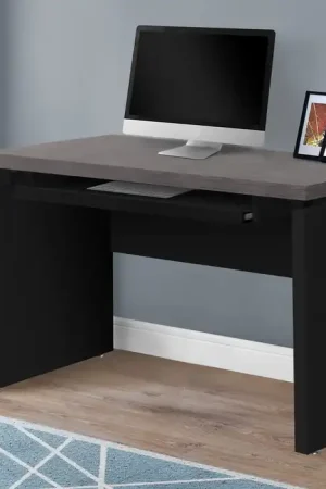 30.75" Black Particle Board MDF and Laminate Computer Desk with a Grey Deal