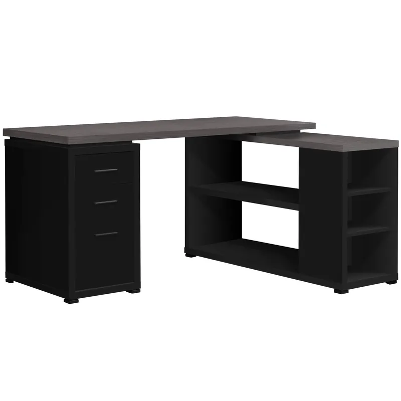 Black Grey Particle Board Hollow Core Computer Desk With A Grey Top By Warranty Included
