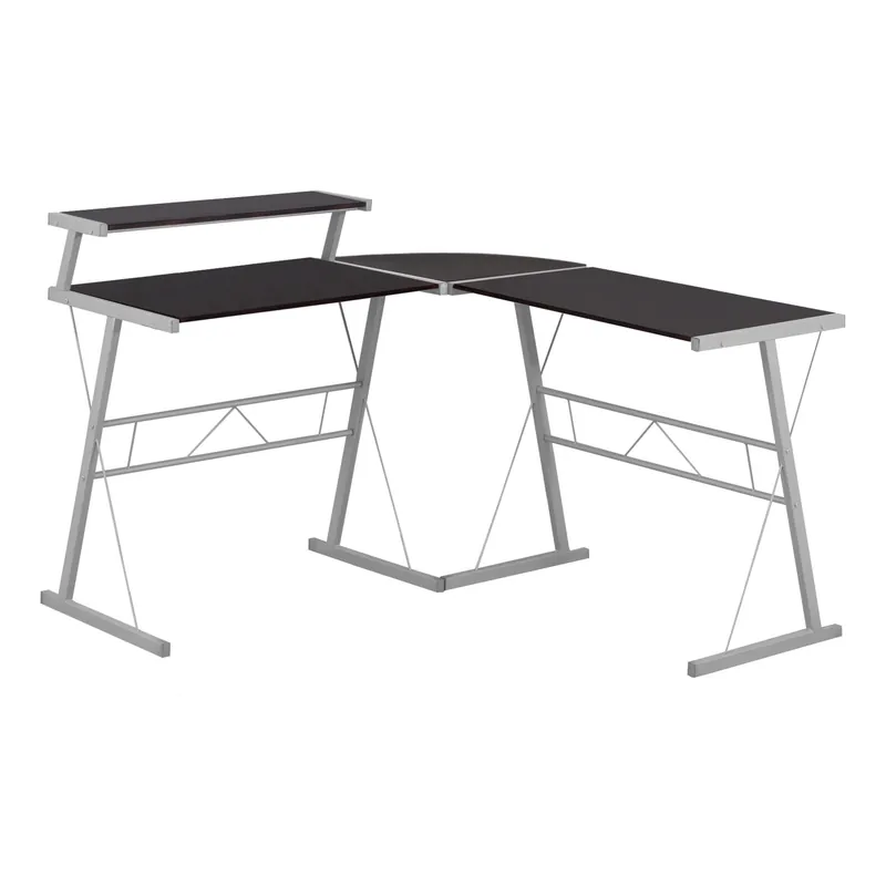 Cappuccino Silver Metal Computer Desk By Homeroots Same Day Shipping