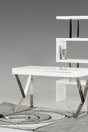 30 White Veneer and Steel Office Desk By Homeroots Professional Grade