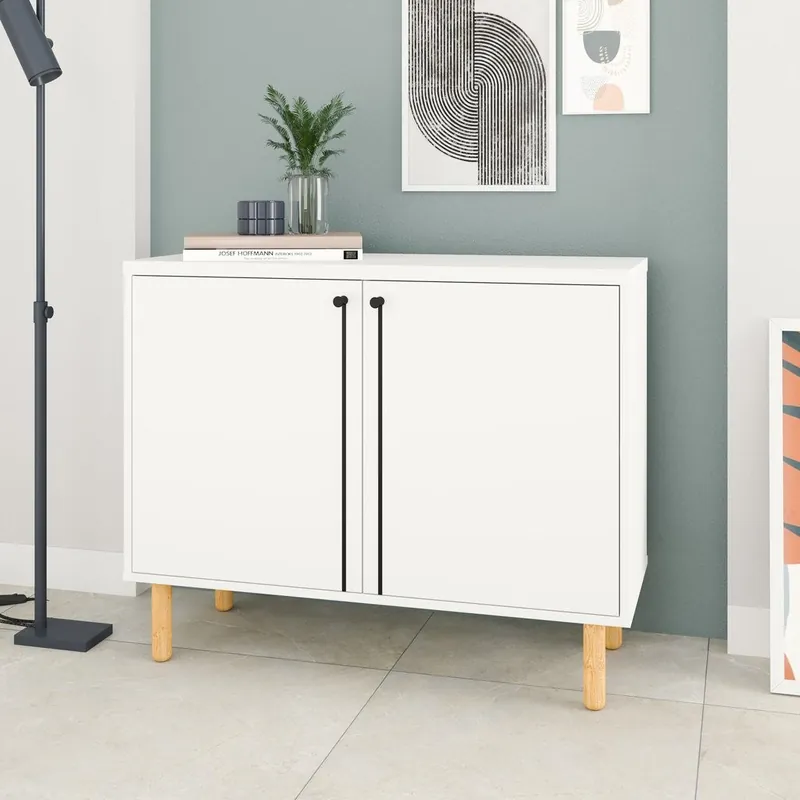 Iko White Modern Sideboard Double Door Cabinet By Homeroots Last Chance