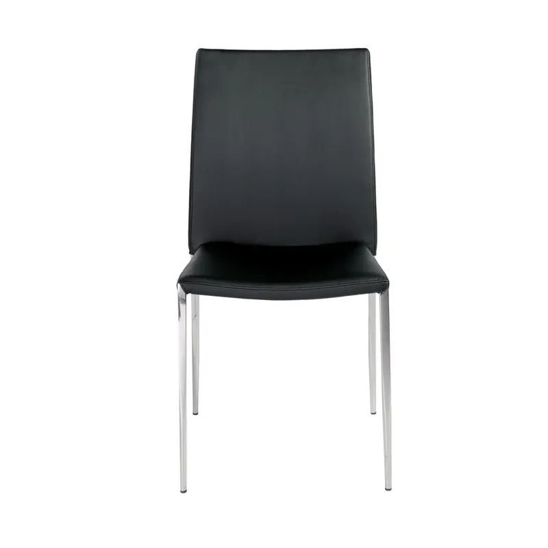 Set Of Two Long Back Black Faux Leather Chairs By Homeroots Limited Time