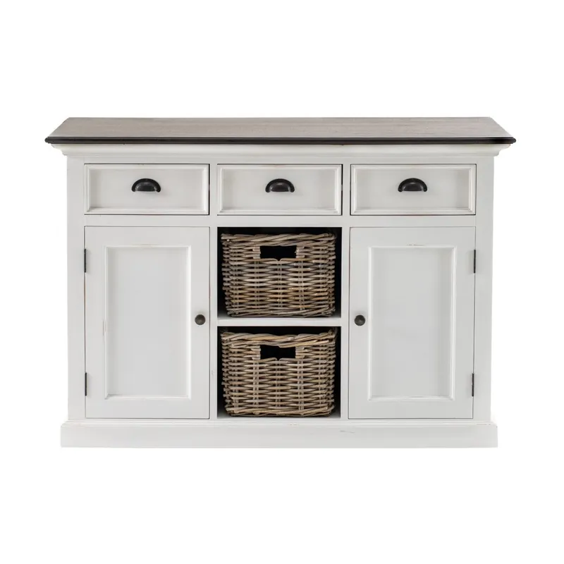 Modern Farmhouse Brown And White Large Accent Cabinet By Homeroots Seasonal Sale