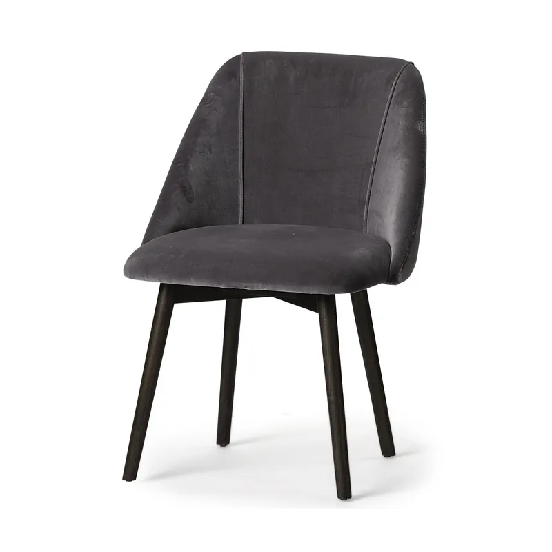 Grey Velvet Wrap With Black Wood Base Dining Chair By Homeroots Must Have