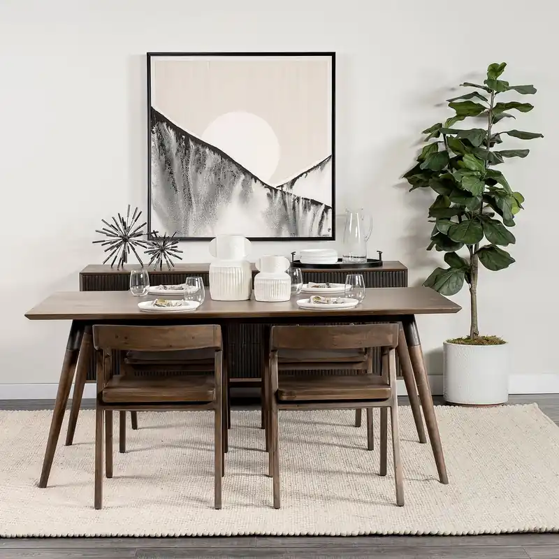 Medium Brown Solid Mango Wood Finish Sideboard With 6 Easy Sliding Dra Price Drop