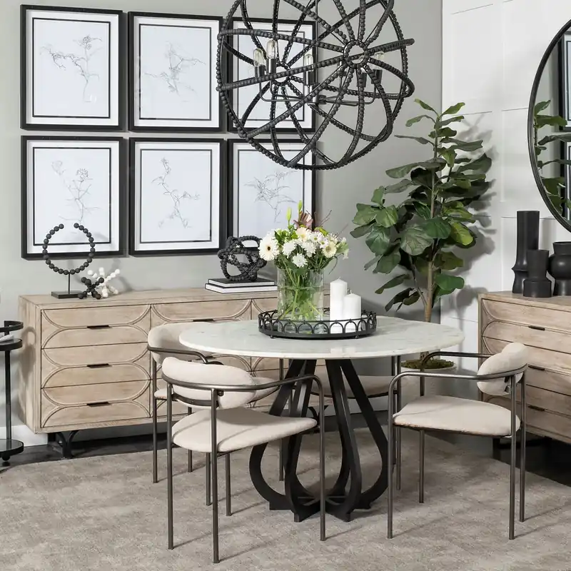 Light Brown And White Solid Mango Wood Finish Sideboard With 9 Drawers Luxury