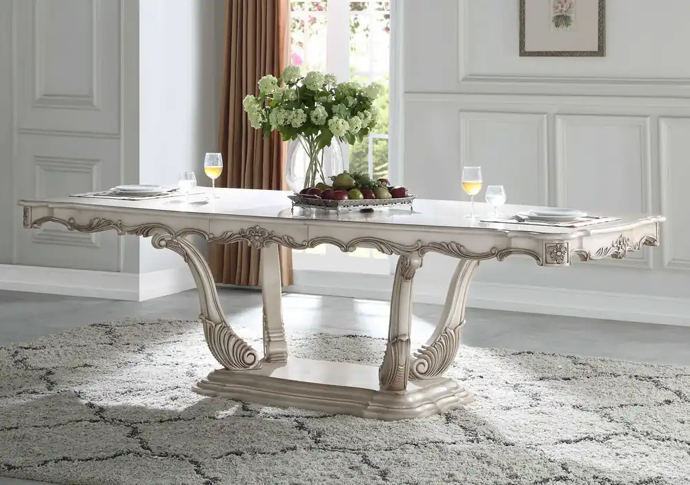 Don’t Miss Out Antique White Wood Dining Table Wpedestal By Homeroots