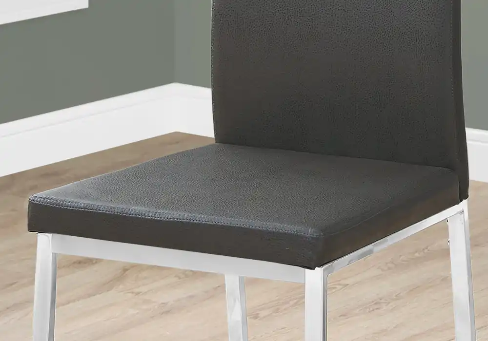 Set Of 2 Grey Faux Leather And Chrome Dining Chairs By Homeroots Seasonal Sale