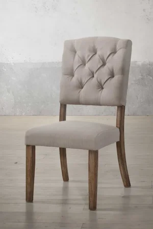 2Pc Cream Linen And Weathered Oak Side Chair By Homeroots Limited Edition