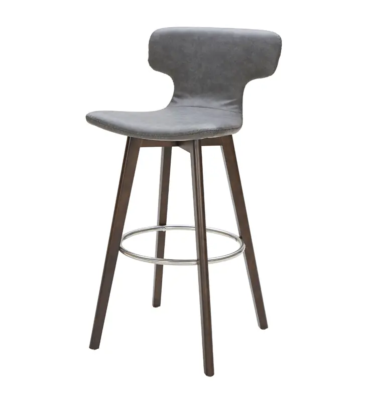 Clearance 41' Dark Grey Eco Leather Steel And Wood Bar Stool By Homeroots