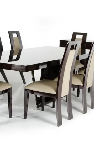 30' Ebony High Gloss Mdf And Steel Dining Table By Homeroots Express Delivery