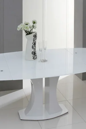 30' White Glass Mdf And Steel Extendable Dining Table By Homeroots Authentic
