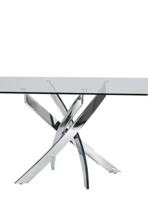 30' Glass And Steel Rectangular Dining Table By Homeroots Final Sale