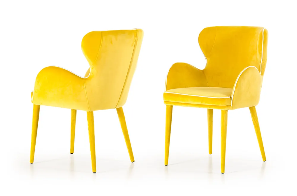 33' Yellow Fabric And Metal Dining Chair By Homeroots Direct From Factory