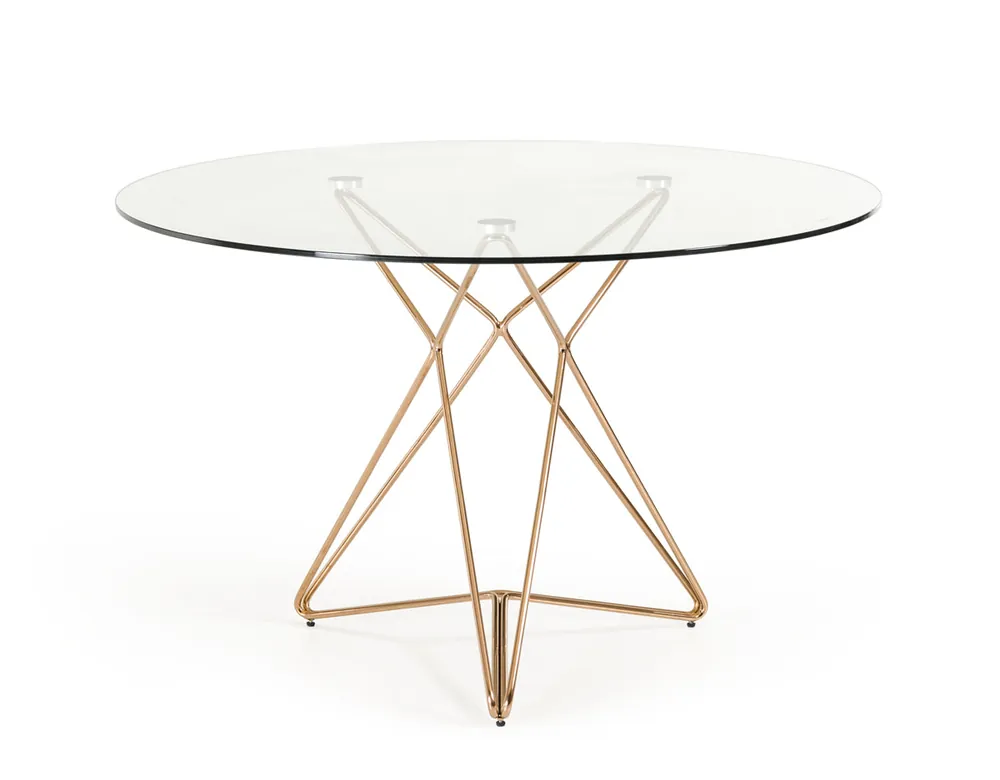 Original 30' Glass And Steel Round Dining Table By Homeroots - 283104