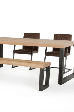 30' Aged Oak Wood And Metal Dining Table By Homeroots Fan Favorite
