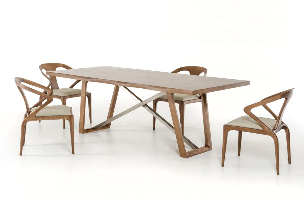 39' Walnut Veneer And Metal Dining Table By Homeroots Order Now
