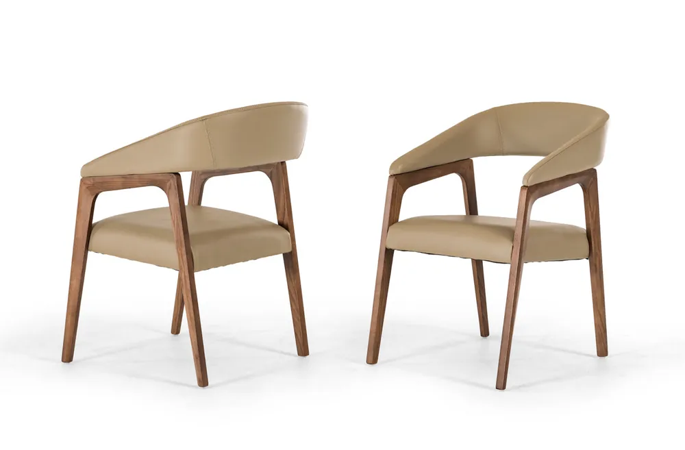 31' Taupe Leatherette And Walnut Wood Dining Chair By Homeroots Place Order