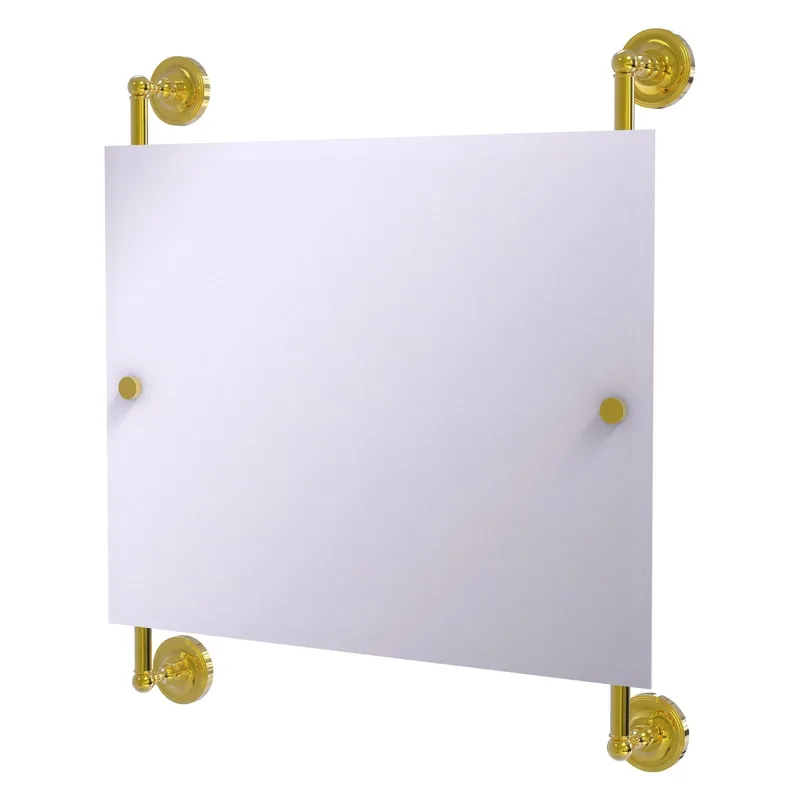Allied Brass Prestige Regal 26" x 3.8" Polished Brass Solid Brass Landscape Rectangular Frameless Rail Mounted Mirror Today Only
