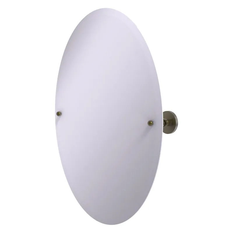 Buy Direct Allied Brass Prestige Skyline 29" x 21" Antique Brass Solid Brass Frameless Oval Tilt Mirror With Beveled Edge