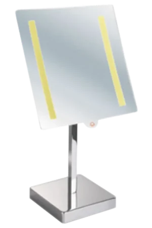 Afina 8" x 8" Polished Chrome 5X Magnification Battery Operated Lighted Table Makeup Mirror Top Rated