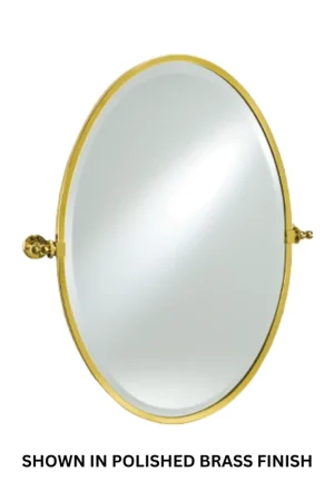 Latest Afina Radiance 18" x 26" Polished Chrome Oval Framed Bevel Mirror With Gear Style Tilt Mounting Bracket