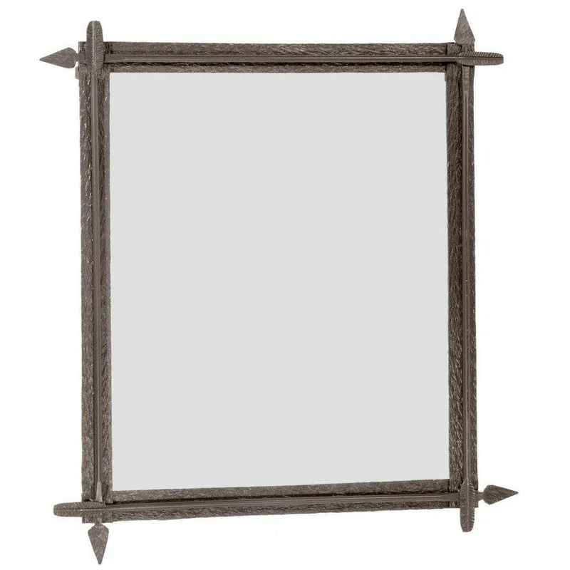 Clearance Stone County Ironworks Quapaw 28" x 32" Small Natural Black Iron Wall Mirror With Copper Iron Accent