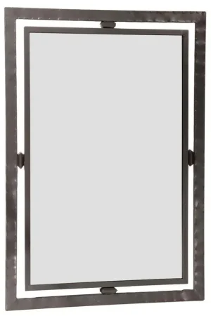 Best Choice Stone County Ironworks Forest Hill 25" x 29" Small Chalk White Iron Wall Mirror With Gold Iron Accent