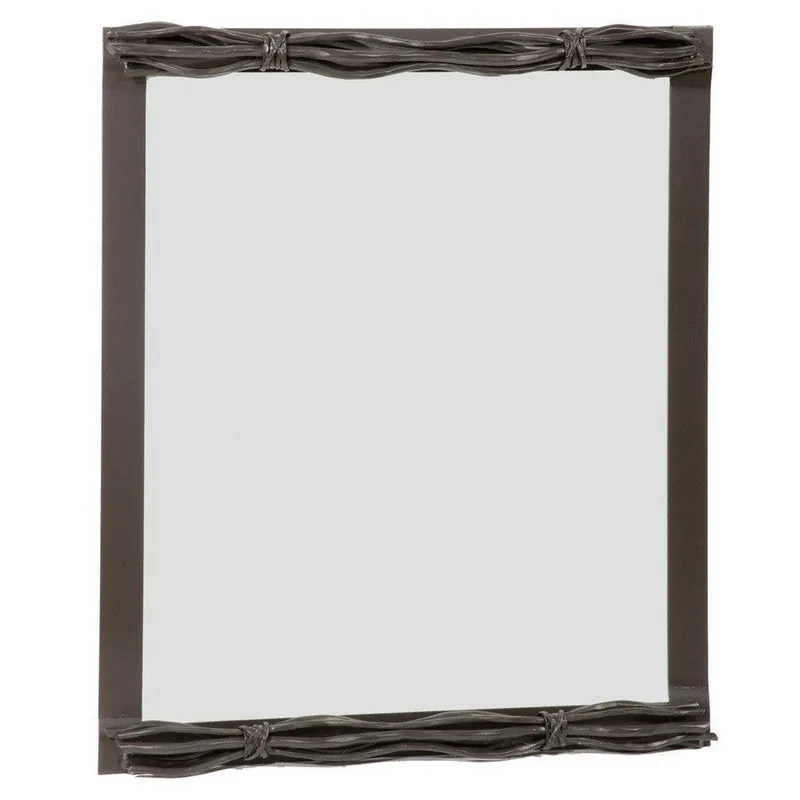 Flash Sale Stone County Ironworks Rush 26" x 38" Large Hand Rubbed Ivory Iron Wall Mirror With Pewter Iron Accent