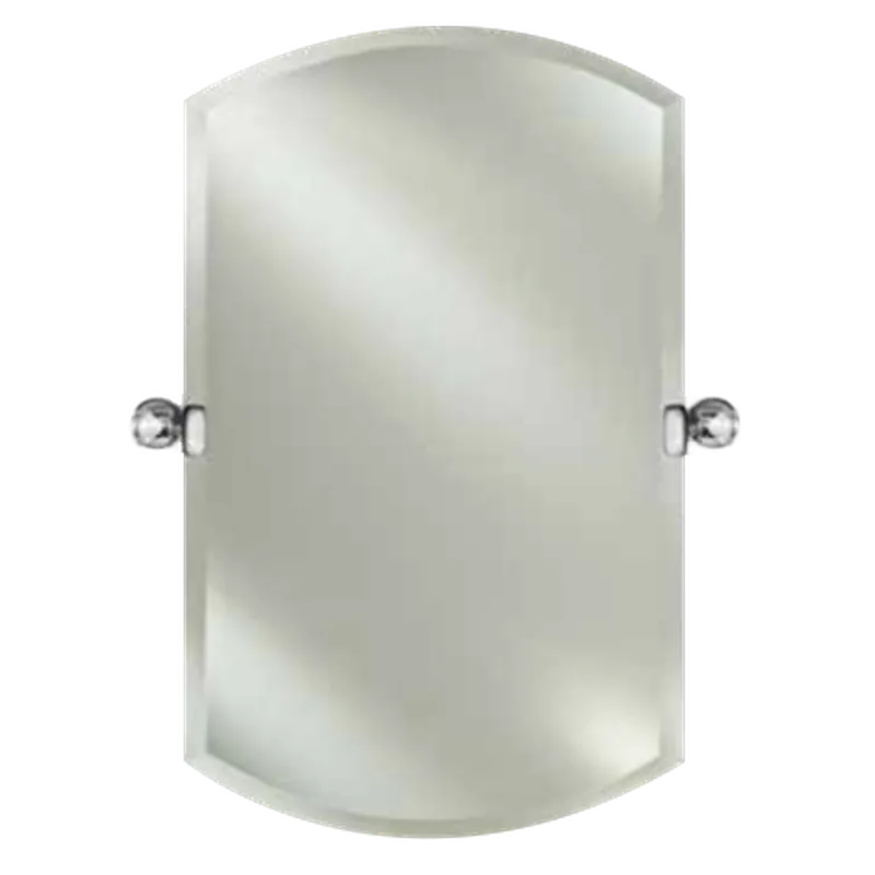 Afina Radiance Frameless 24" x 38" Double Arch Beveled Mirror With Satin Nickel Contemporary Tilt Bracket Low Price