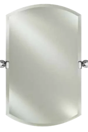 Afina Radiance 20" x 32" Double Arch Frameless Beveled Wall Mirror With Polished Nickel Traditional Tilt Bracket Holiday Sale