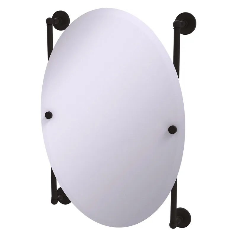 Budget Allied Brass Prestige Skyline 21" x 3.8" Oil Rubbed Bronze Solid Brass Oval Frameless Rail Mounted Mirror