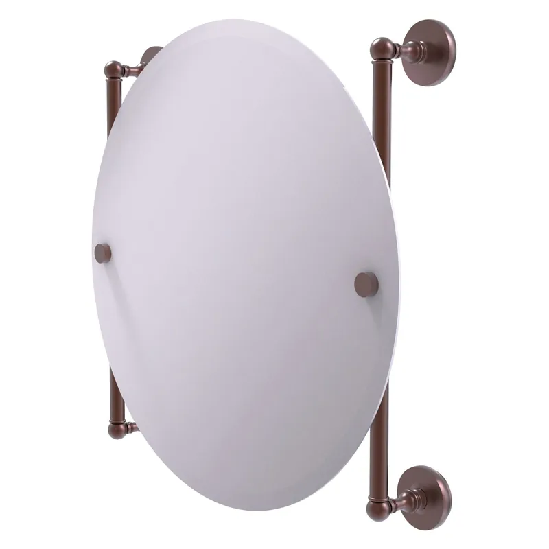 Special Offer Allied Brass Prestige Skyline 22" x 3.8" Antique Copper Solid Brass Round Frameless Rail Mounted Mirror