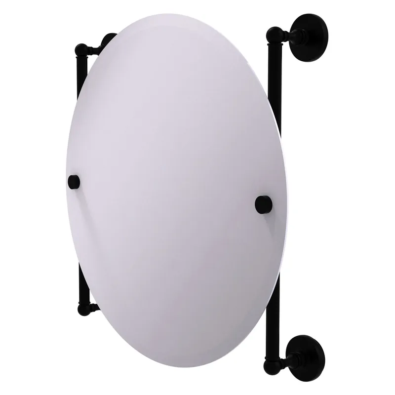 Factory Price Allied Brass Prestige Skyline 22" x 3.8" Matte Black Solid Brass Round Frameless Rail Mounted Mirror