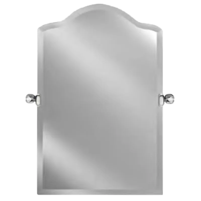 Afina Radiance 20" x 30" Scallop Top Frameless Beveled Wall Mirror With Satin Nickel Traditional Tilt Bracket Limited Offer
