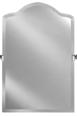 Afina Radiance 16" x 25" Scallop Top Frameless Beveled Wall Mirror With Satin Nickel Contemporary Tilt Bracket Last Chance