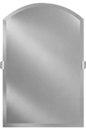 Afina Radiance 20" x 30" Arch Top Frameless Beveled Wall Mirror With Polished Nickel Contemporary Tilt Bracket Free Returns