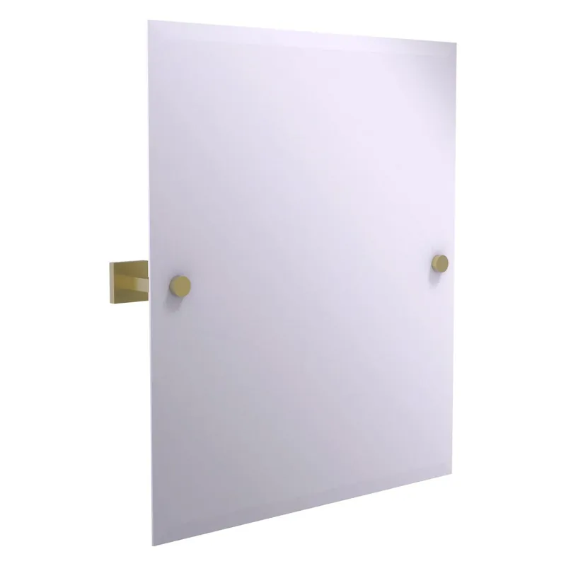 Genuine Allied Brass Montero 21" x 3.7" Satin Brass Solid Brass Contemporary Frameless Rectangular Tilt Mirror With Beveled Edge