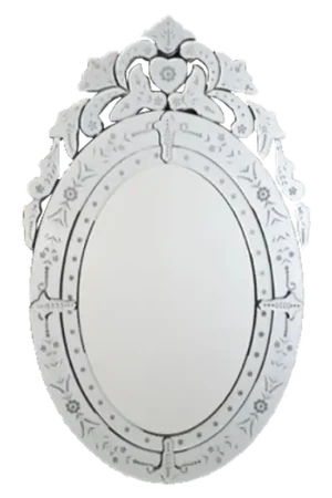 Afina 26" x 41" Radiance Venetian Oval Cut Glass and Etched Wall Mirror Grab Now
