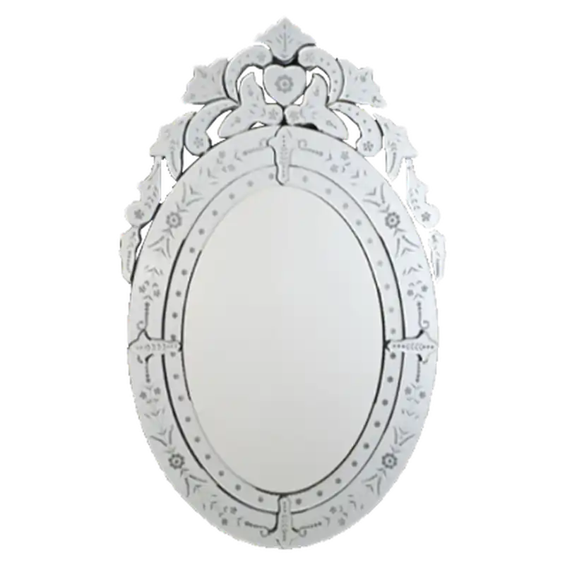 Afina 26" x 41" Radiance Venetian Oval Cut Glass and Etched Wall Mirror Grab Now