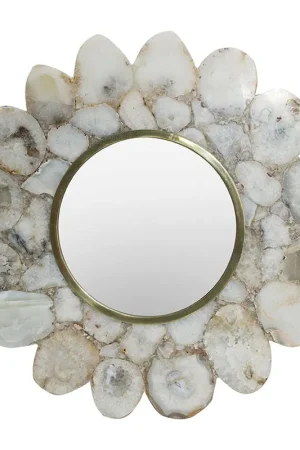 A&B Home 30" x 30" Bundle of 4 Flower Shaped White Agate Framed Wall-Mounted Mirror Latest