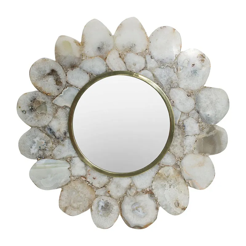 A&B Home 30" x 30" Bundle of 4 Flower Shaped White Agate Framed Wall-Mounted Mirror Latest