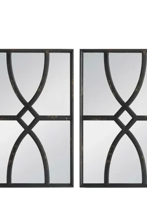 A&B Home 16" x 24" Bundle of 20 Two Rectangular Carved Distressed Black Wood Frame Wall-Mounted Mirror Top Rated