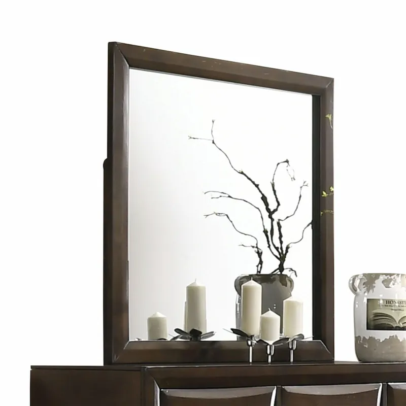 HomeRoots Wooden Rectangular Mirror in Walnut Brown Finish Authentic