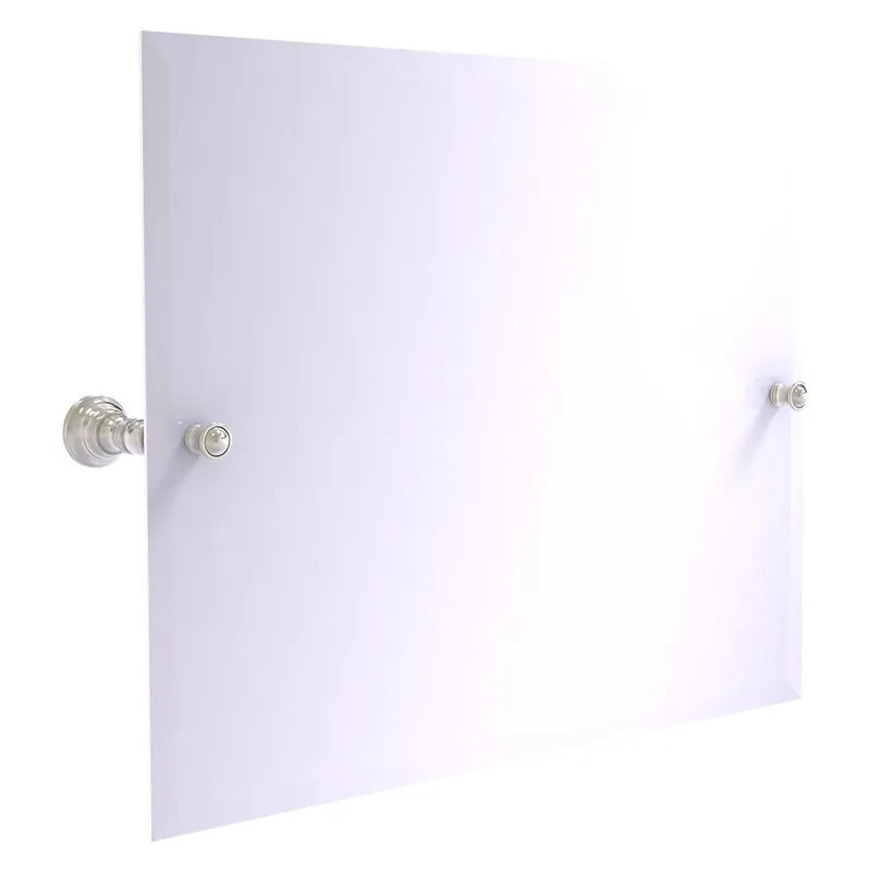 Luxury Allied Brass Carolina 26" x 4.8" Satin Nickel Solid Brass Frameless Landscape Rectangular Tilt Mirror With Beveled Edge