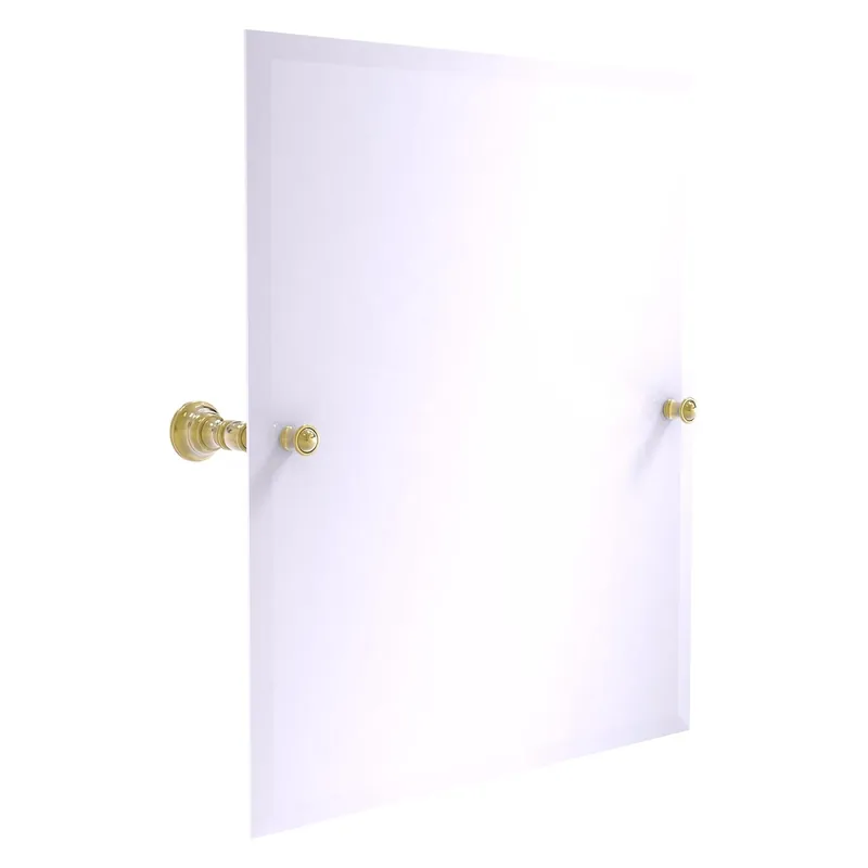 Get Yours Allied Brass Carolina 21.8" x 4.8" Unlacquered Brass Solid Brass Frameless Rectangular Tilt Mirror With Beveled Edge