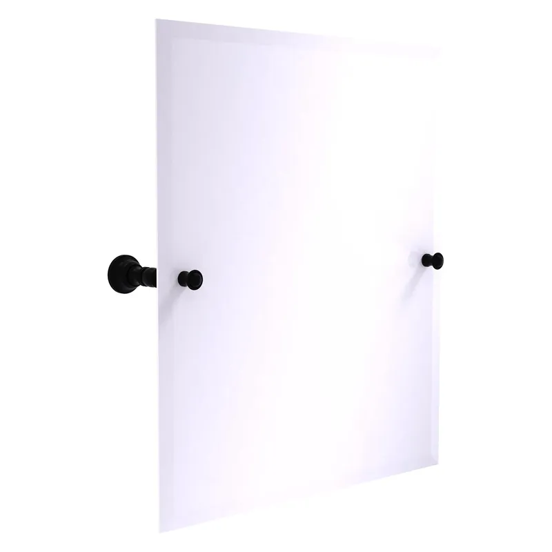 Allied Brass Carolina 21.8" x 4.8" Matte Black Solid Brass Frameless Rectangular Tilt Mirror With Beveled Edge Flash Sale