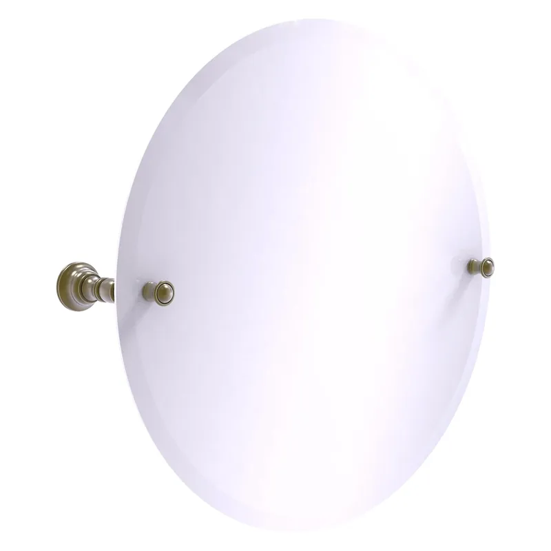 Allied Brass Carolina 22" x 4.8" Antique Brass Solid Brass Frameless Round Tilt Mirror With Beveled Edge Hot Picks