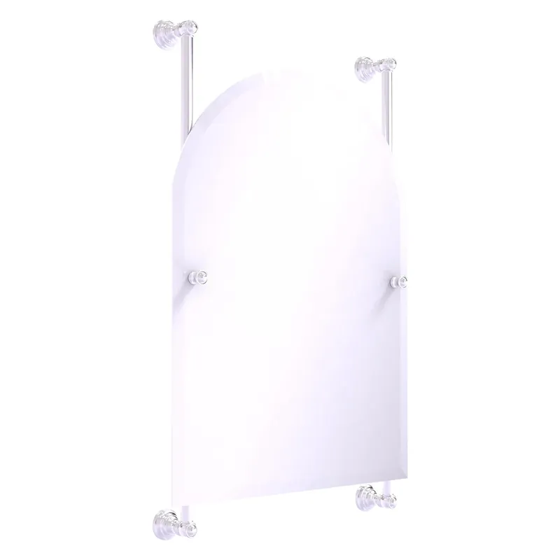 Viral Allied Brass Carolina 21" x 4.4" Satin Chrome Solid Brass Arched Top Frameless Rail Mounted Mirror